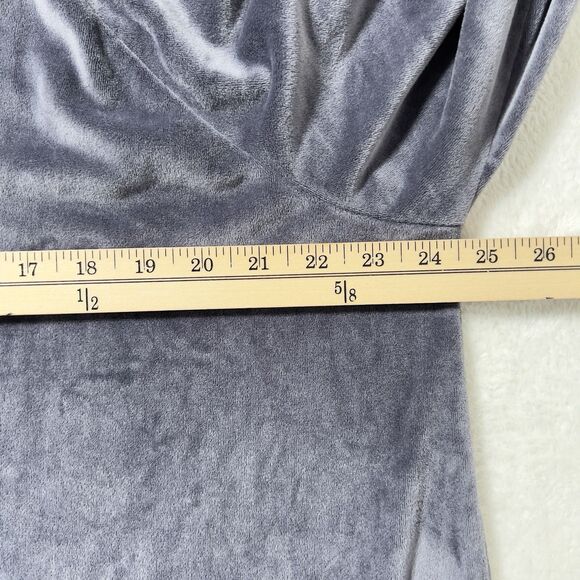 Eileen West  Full Zip Longline Loungewear Robe Womens Sz L/XL Gray Velour Plush - Picture 9 of 10